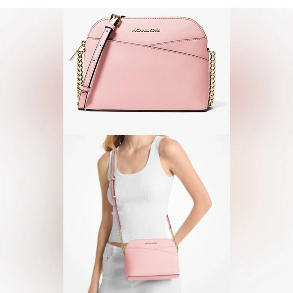 Michael Kors Jet Set Travel Medium Dome Blush Pink Adjustable Crossbody NWT